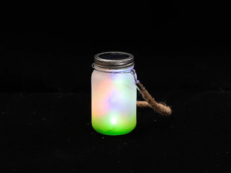 15oz/450ml Sublimation Blanks Mason Jar w/ Lantern Lid and Hemp Rope Handle (Frosted, Gradient Green)