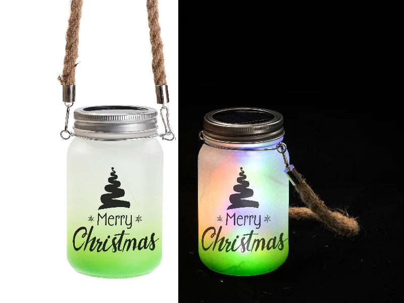 15oz/450ml Sublimation Blanks Mason Jar w/ Lantern Lid and Hemp Rope Handle (Frosted, Gradient Green)