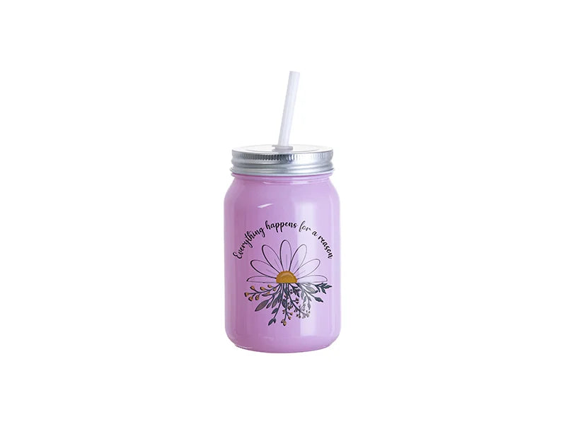 Sublimation Blanks 15oz/450ml Full Color Mason Jar no Handle (Purple)