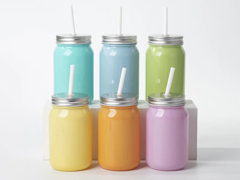 Sublimation Blanks 15oz/450ml Full Color Mason Jar no Handle (Light Blue)