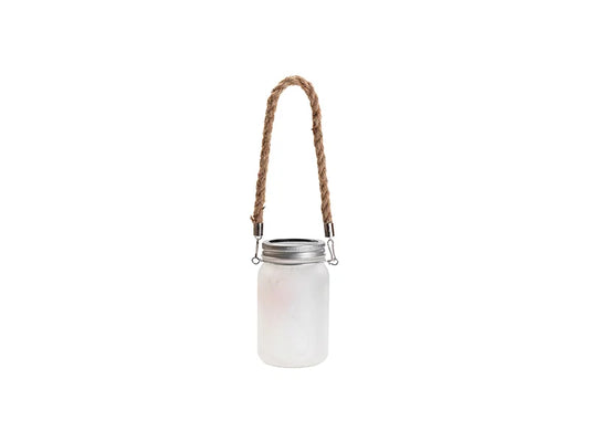 15oz/450ml Sublimation Blanks Mason Jar w/ Lantern Lid and Hemp Rope Handle (Frosted)