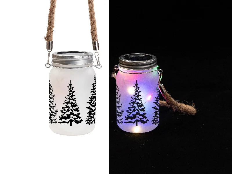 15oz/450ml Sublimation Blanks Mason Jar w/ Lantern Lid and Hemp Rope Handle (Frosted)