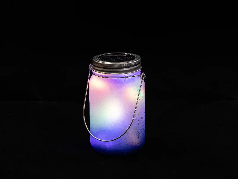 15oz/450ml Sublimation Blanks Mason Jar w/ Lantern Lid and Metal Handle (Frosted, Gradient Dark Blue)