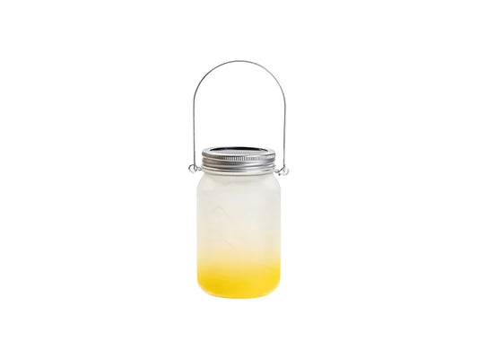 15oz/450ml Sublimation Blanks Mason Jar w/ Lantern Lid and Metal Handle (Frosted, Gradient Yellow)