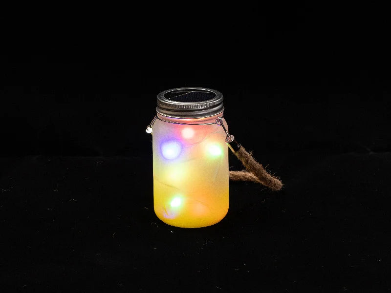 15oz/450ml Sublimation Blanks Mason Jar w/ Lantern Lid and Hemp Rope Handle (Frosted, Gradient Yellow)