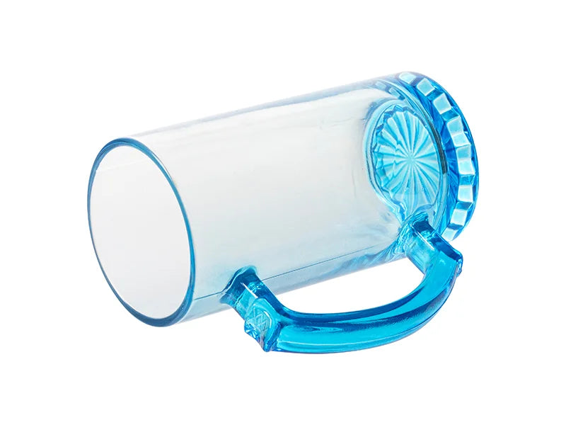 Sublimation Blanks 16oz Clear Beer Mug(Light Blue Bottom & Handle)