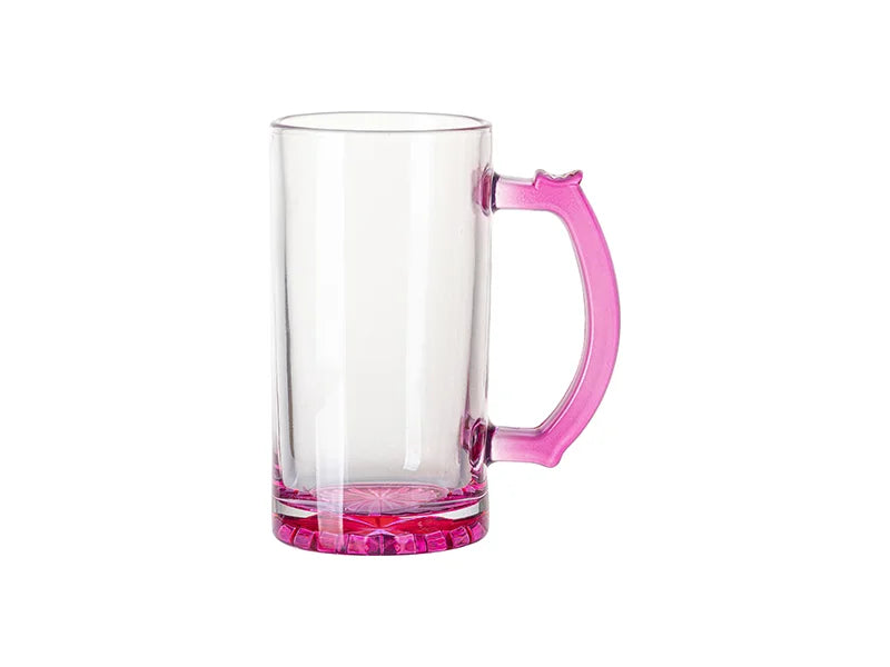 Sublimation Blanks 16oz Clear Beer Mug(Purple Bottom & Handle)
