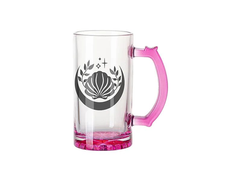 Sublimation Blanks 16oz Clear Beer Mug(Purple Bottom & Handle)