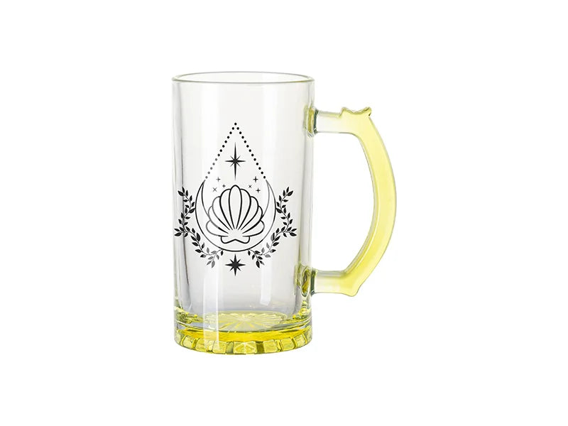 Sublimation Blanks 16oz Clear Beer Mug(Yellow Bottom & Handle)