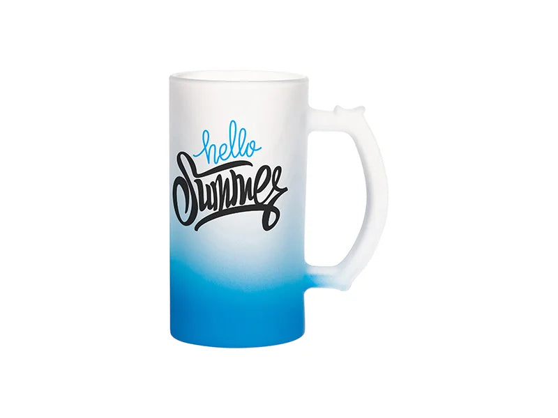 16oz Sublimation Glass Beer Mug Gradient Light Blue
