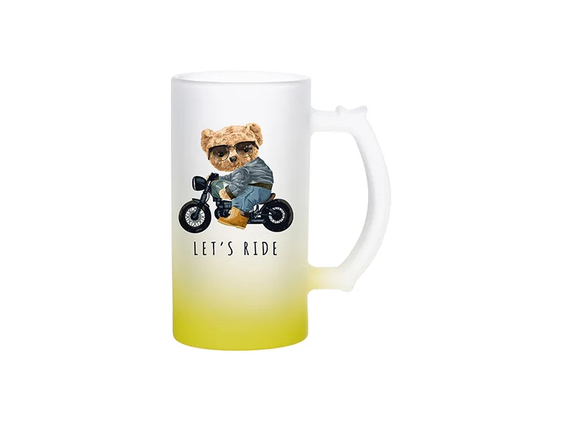 Sublimation 16oz Glass Beer Mug Gradient Lemon Yellow