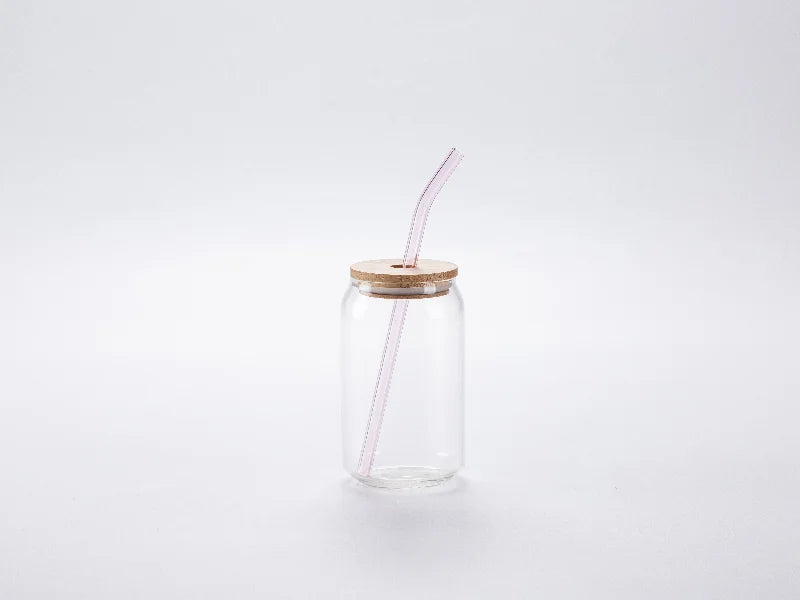 20cm Curved Pink Glass Straw