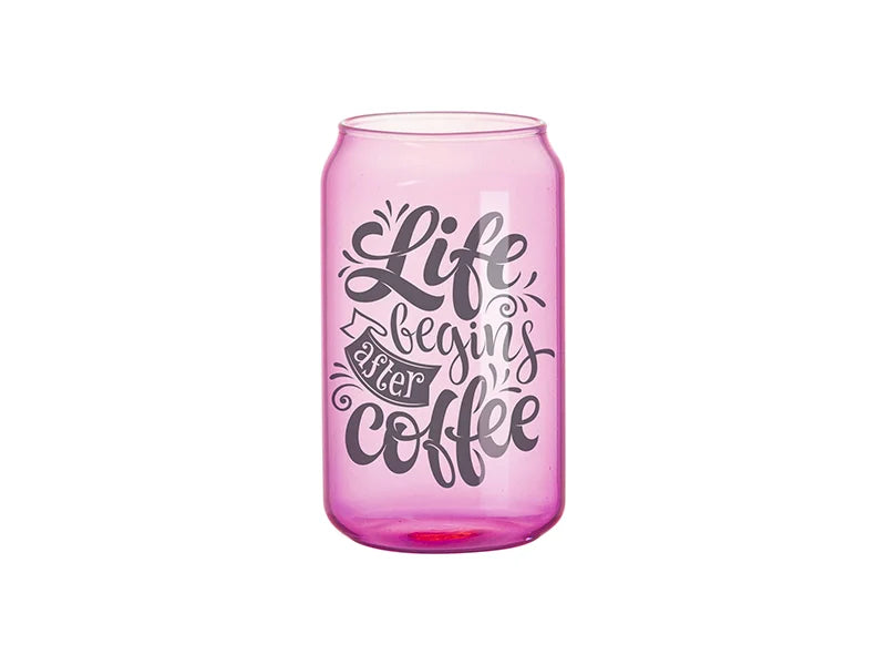 Sublimation Blanks 13oz/400ml Full Color Can Glass Mug with Straw (Purple)