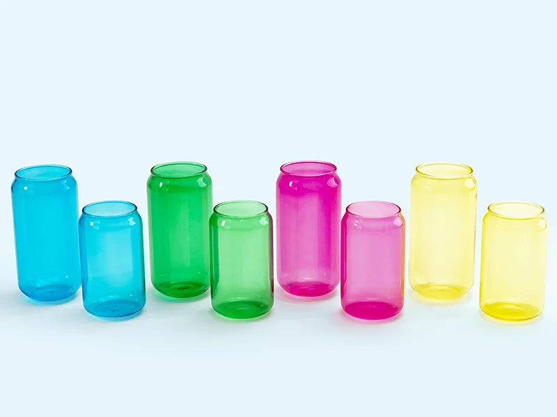Sublimation Blanks 13oz/400ml Full Color Can Glass Mug with Straw (Green)