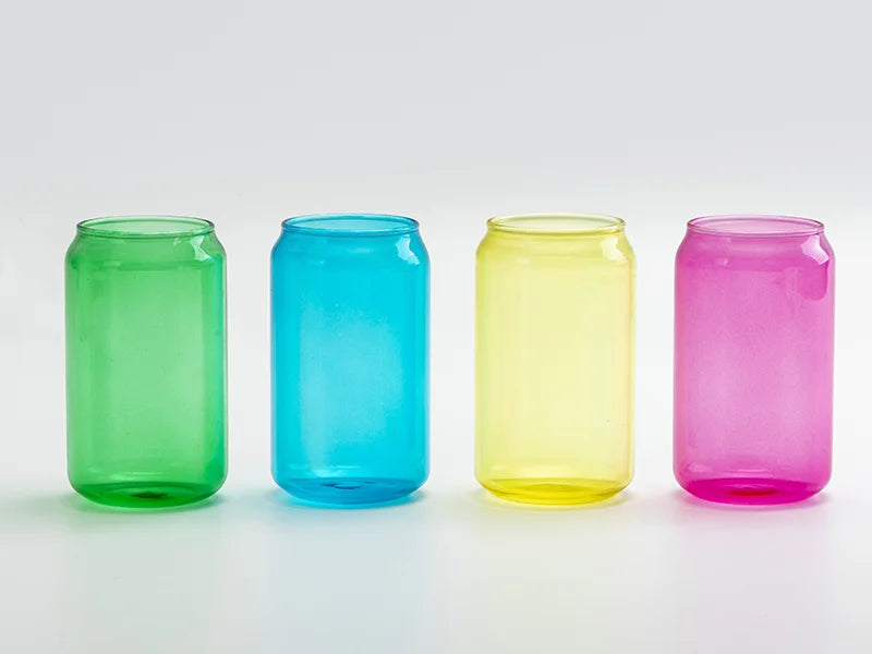 Sublimation Blanks 13oz/400ml Full Color Can Glass Mug with Straw (Yellow)