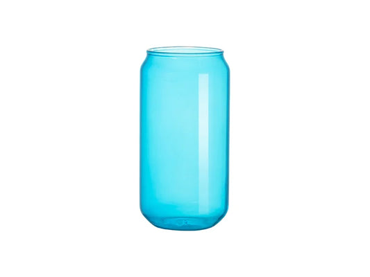 Sublimation Blanks 18oz/550ml Full Color Can Glass Mug with Straw(Blue)