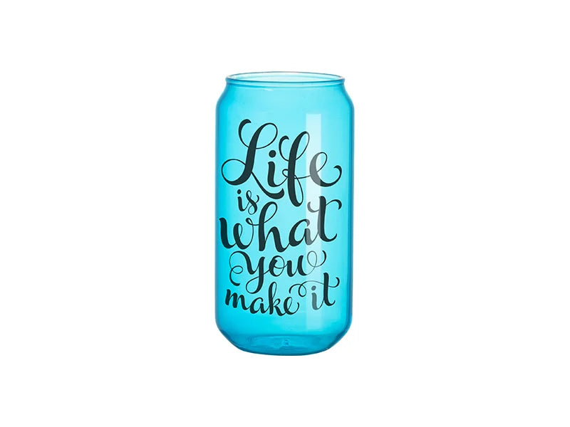 Sublimation Blanks 18oz/550ml Full Color Can Glass Mug with Straw(Blue)
