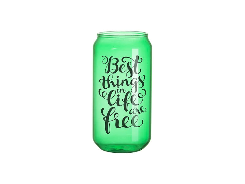 Sublimation Blanks 18oz/550ml Full Color Can Glass Mug with Straw(Green)