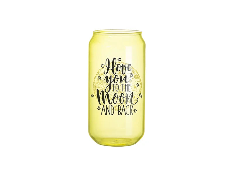 Sublimation Blanks 18oz/550ml Full Color Can Glass Mug with Straw(Yellow)