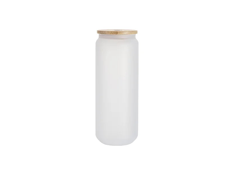 Sublimation 25oz/750ml Frosted Can Glass Mug with bamboo lid