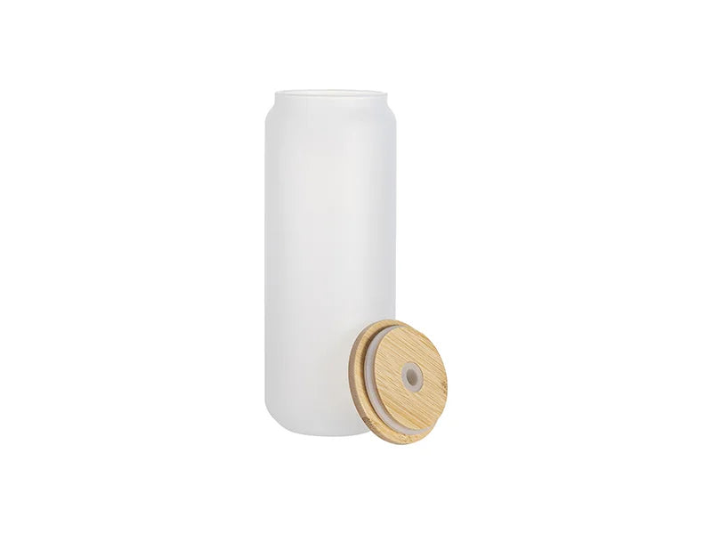 Sublimation 25oz/750ml Frosted Can Glass Mug with bamboo lid
