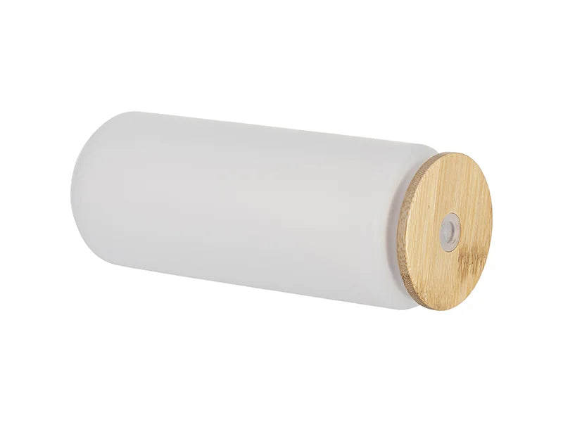 Sublimation 25oz/750ml Frosted Can Glass Mug with bamboo lid