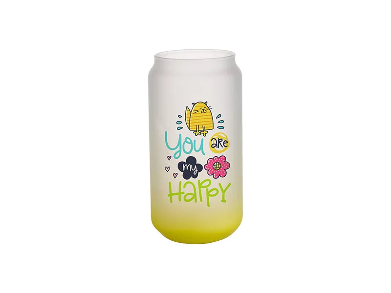 Sublimation 18oz/550ml Glass Mugs Gradient Lemon Yellow