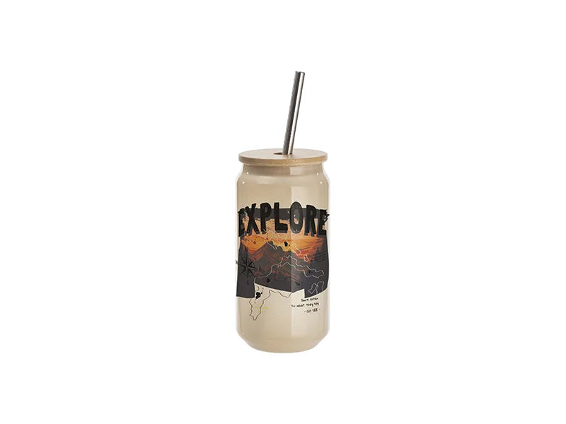 Sublimation Blanks 18oz/550ml Cold Color Change Glass Can with Bamboo Lid