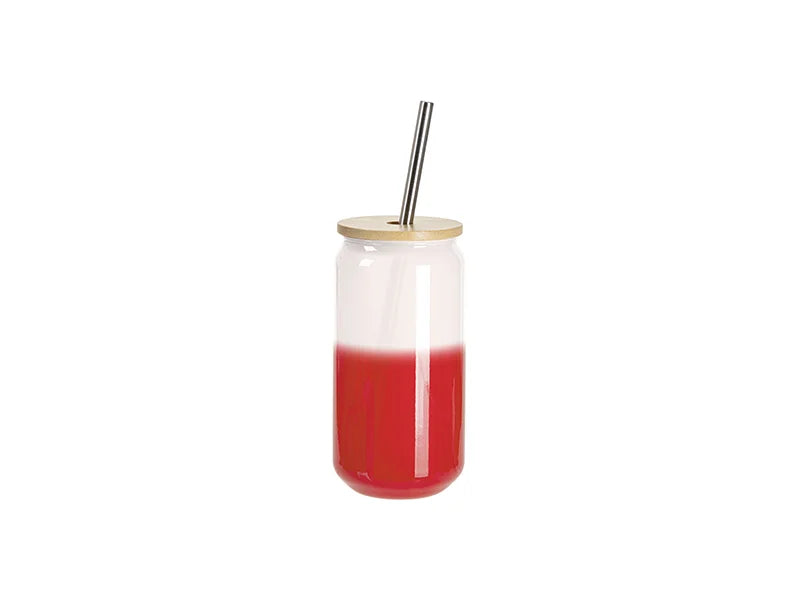 Sublimation Blanks 18oz/550ml Cold Color Change Glass Can with Bamboo Lid