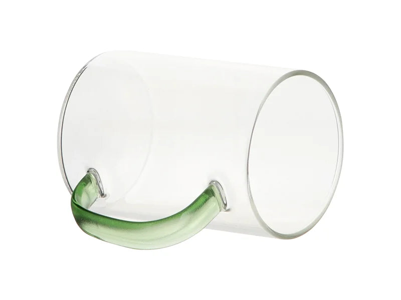 Sublimation 12oz/360ml Glass Mug w/ Light Green Handle (Clear)