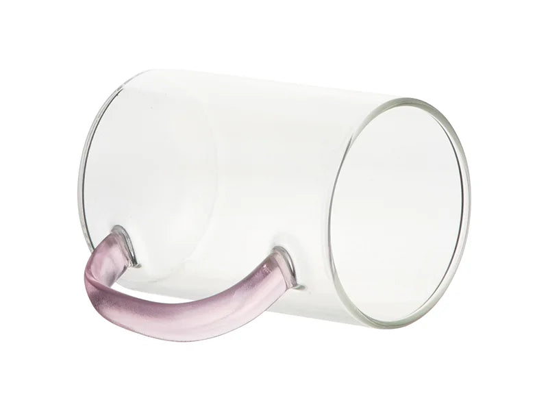Sublimation 12oz/360ml Glass Mug w/ Pink Handle(Clear)