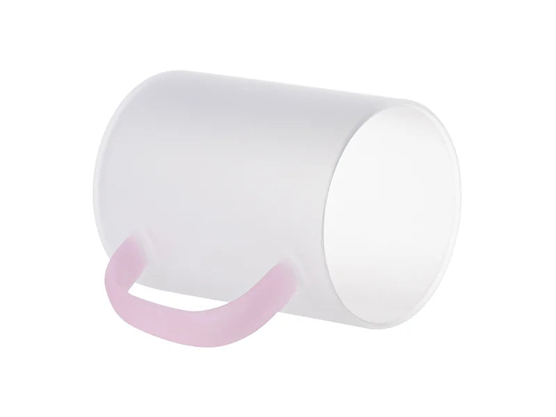 Sublimation Blanks 15oz/450ml Glass Mug w/ Pink Handle(Frosted)