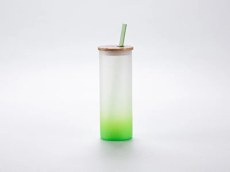 23cm Plain Straight Green Glass Straw