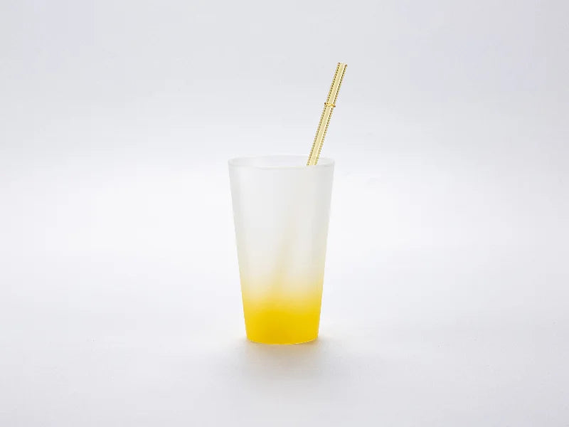 23cm Plain Straight Yellow Glass Straw