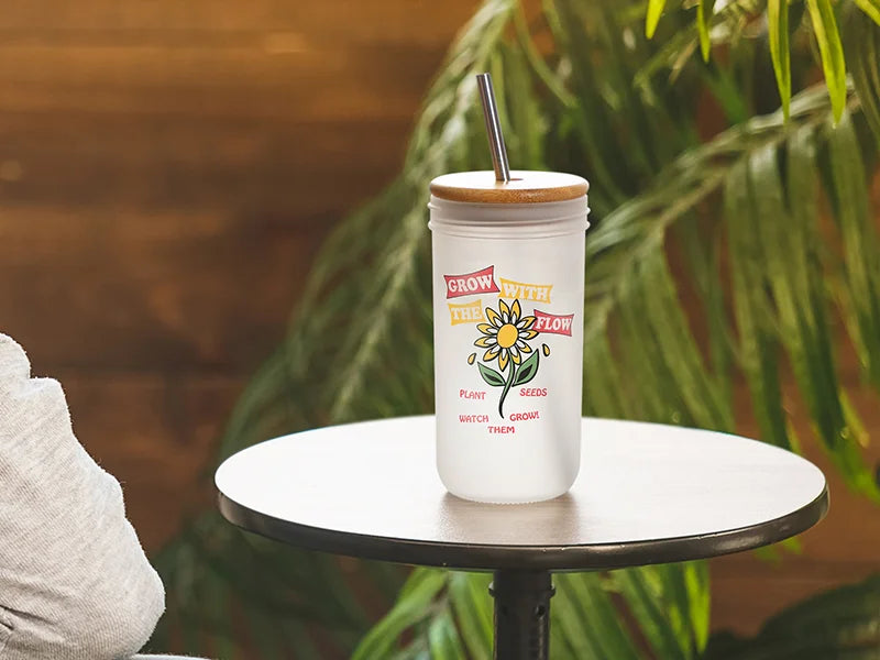 Sublimation Blanks 24oz/720ml Wide Mouth Mason Jar w/ Bamboo Lid