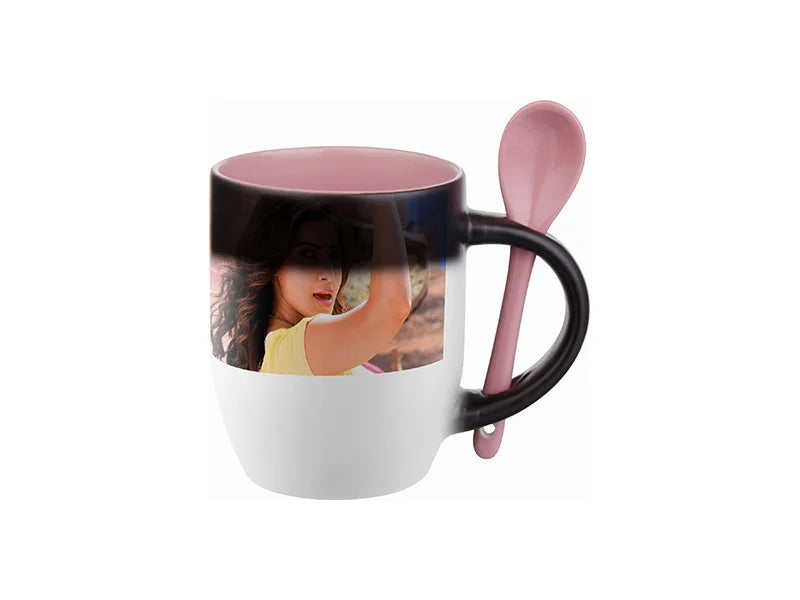 Sublimation 11oz Changing Color Spoon Mug(Pink)
