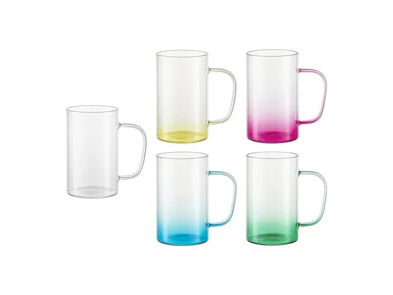 18oz/540ml Glass Beer Coffee Mugs(Clear, Gradient Green)