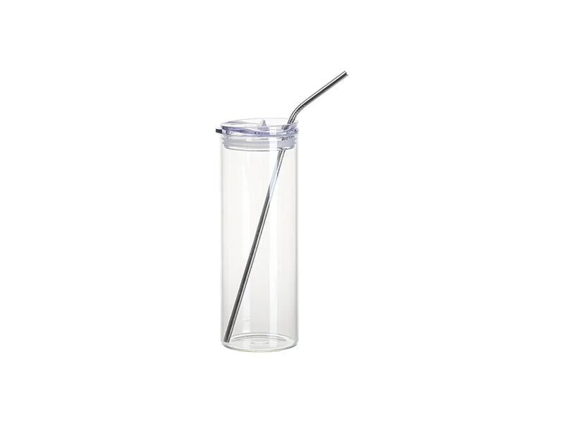 Sublimation Blanks 25oz/750ml Glass Skinny Tumbler with Plastic Lid(Clear)