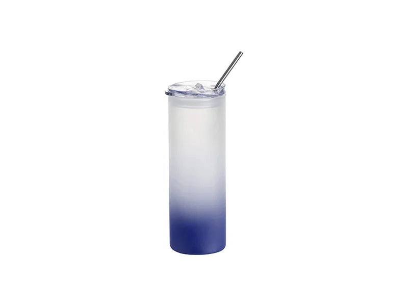 Sublimation Blanks 25oz/750ml Glass Skinny Tumbler with Plastic Straw&Lid(Frosted)