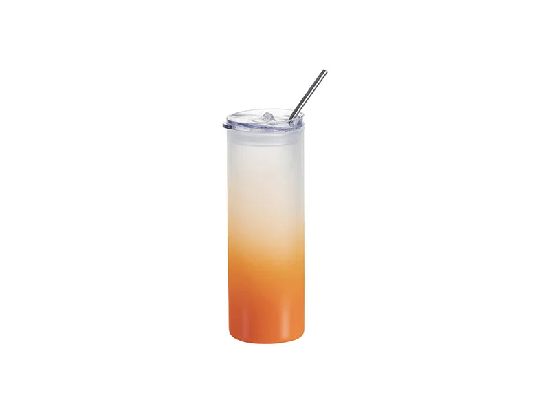 Sublimation Blanks 25oz/750ml Glass Skinny Tumbler with Plastic Straw&Lid(Frosted)