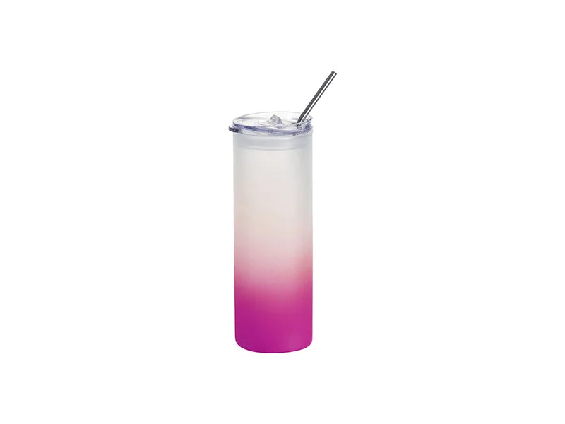 Sublimation Blanks 25oz/750ml Glass Skinny Tumbler with Plastic Straw&Lid(Frosted)