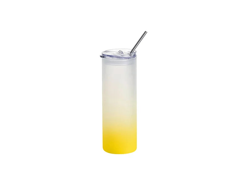 Sublimation Blanks 25oz/750ml Glass Skinny Tumbler with Plastic Straw&Lid(Frosted)