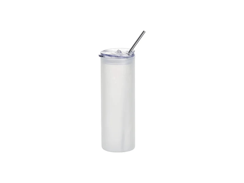 Sublimation Blanks 25oz/750ml Glass Skinny Tumbler with Plastic Straw&Lid(Frosted)