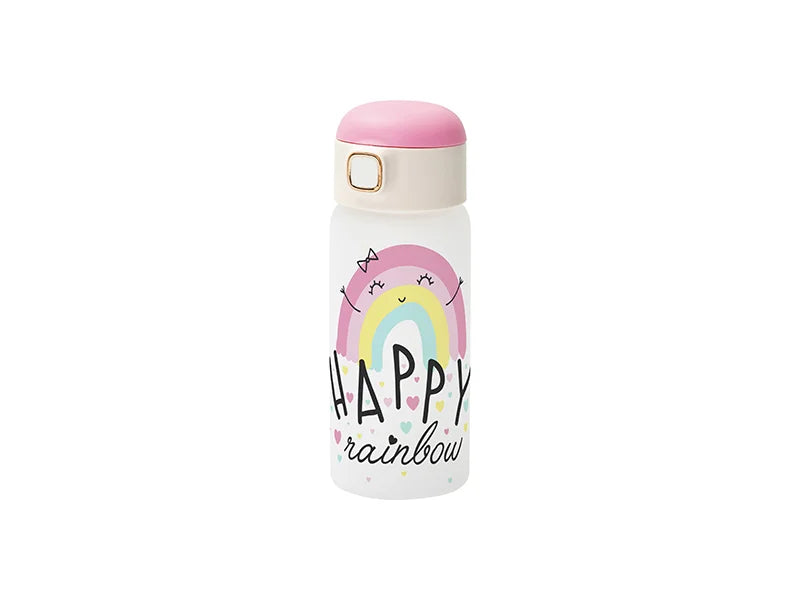 Sublimation Blanks 15oz/450ml Frosted Kids Glass Bottle with Pop-up Straw Lid