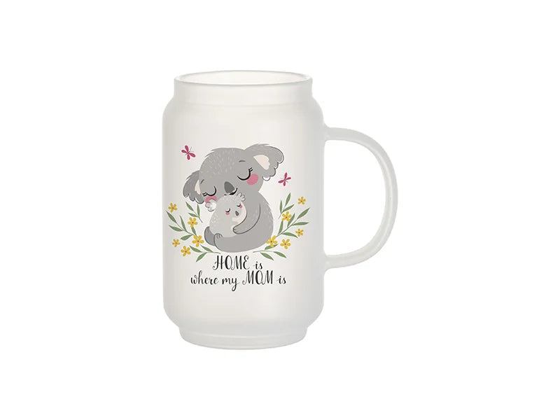 Sublimation Blanks 13oz/400ml Frosted Can Glass Mug w/ Handle