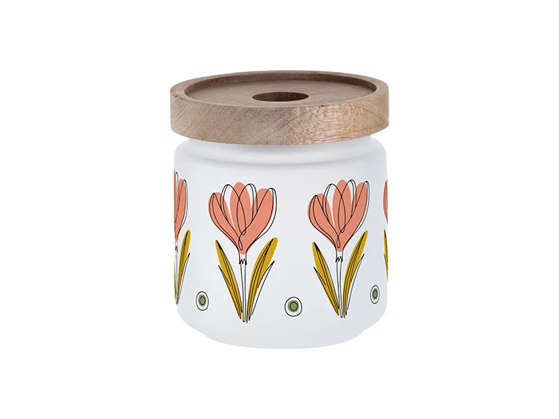 Sublimation Blanks 450ml Glass Storage Jar w/ Wood Lid