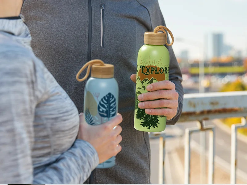 Sublimation Blanks 25oz/750ml Frosted Glass Bottle w/ Bamboo Lid