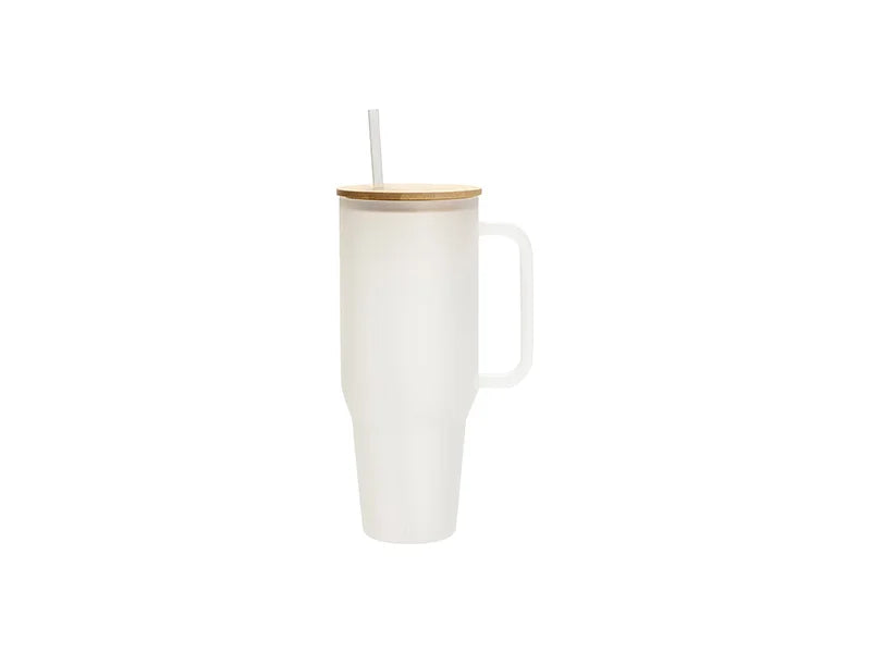 Sublimation Blanks 40oz/1200ml Glass Travel Tumbler with Lid & Straw(Frosted)