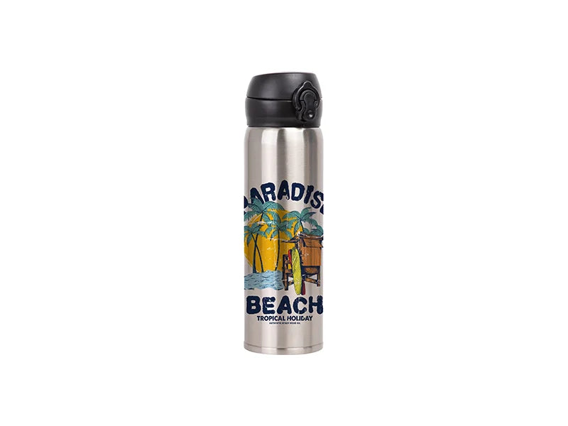 Sublimation 500ml/17oz Pop Lid Stainless Steel Bottle (Silver)