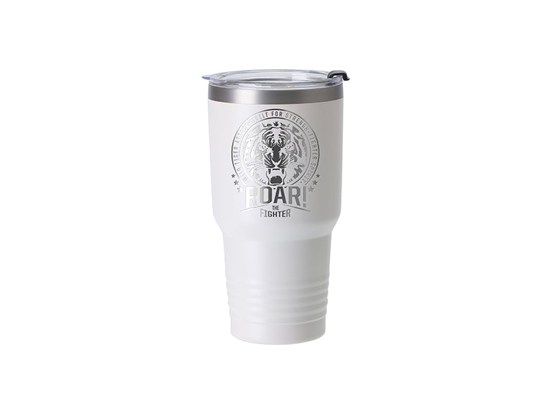 Sublimation Blanks 30oz/900ml Powder Coated Stainless Steel Tumbler w/ Ringneck Grip (White)